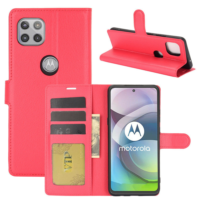 Leather Folio Wallet Case for Motorola Moto One 5G Ace Leather Folio Wallet Case for Motorola Moto One 5G Ace